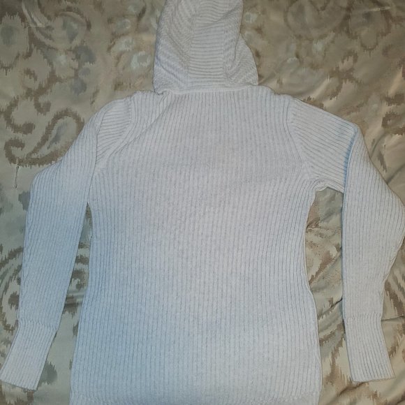 Women's Eddie Bauer White Ribbed Hooded Long Sleeve Sweater (Sz Med) - Picture 9 of 10